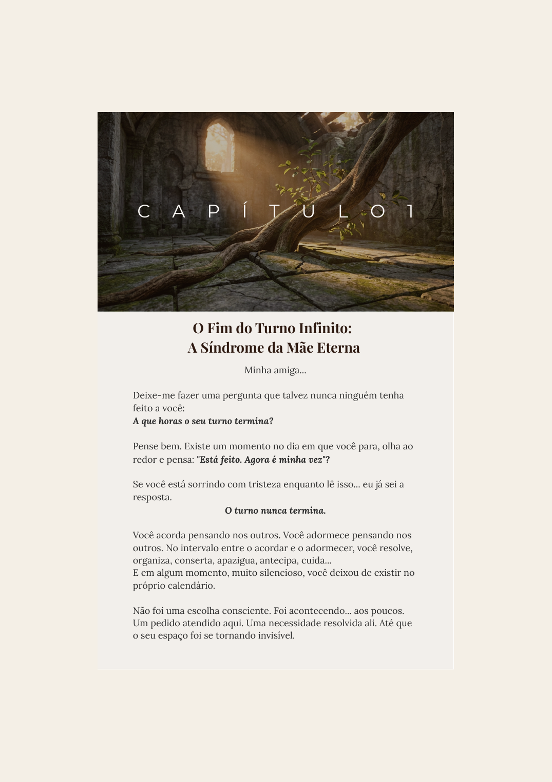 Prévia da abertura de um capítulo do livro A Casa Está Quieta, e agora?